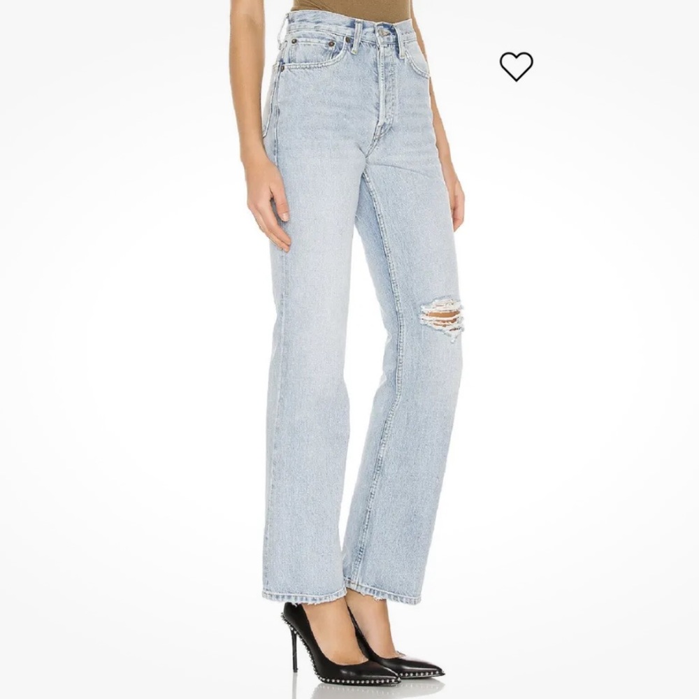 Re/Done New 70s Bootcut Jean Pant In Light Worn Blue Denim High Waist Sz 30